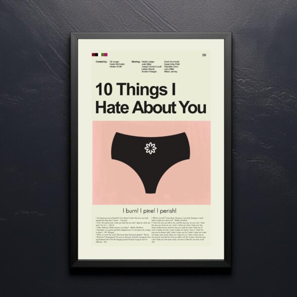 Mid-century modern styled 10 Things I Hate About You movie poster art print
