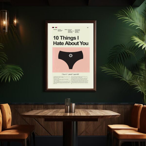 Mid-century modern styled 10 Things I Hate About You movie poster art print