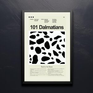 Mid-century modern 101 Dalmatians movie poster art with classic design