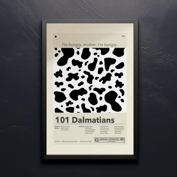 Vintage mid-century modern 101 Dalmatians movie poster