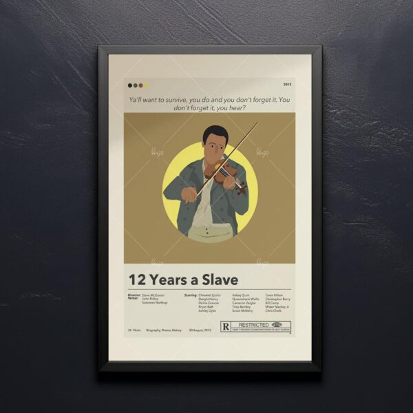 Mid-century modern 12 Years a Slave movie poster with vintage design
