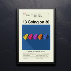 Vintage mid-century modern poster of 13 Going on 30 movie art
