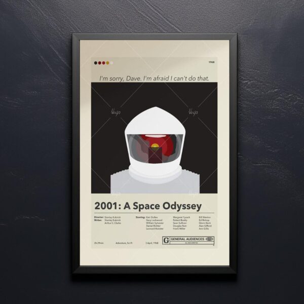 Mid-century modern 2001: A Space Odyssey movie poster with house design
