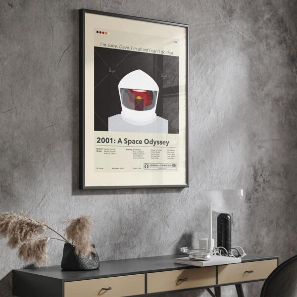 Mid-century modern 2001: A Space Odyssey movie poster with house design
