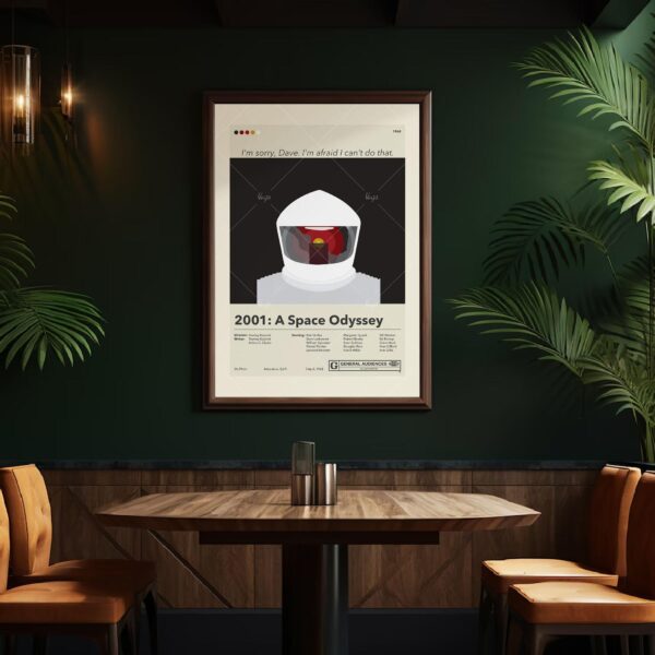Mid-century modern 2001: A Space Odyssey movie poster with house design
