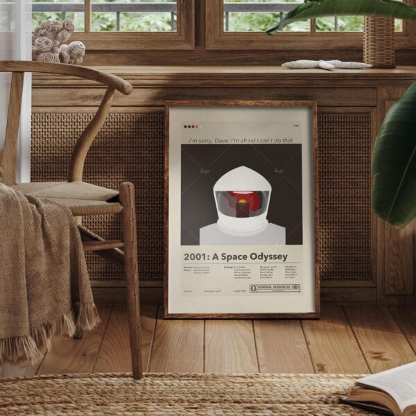 Mid-century modern 2001: A Space Odyssey movie poster with house design