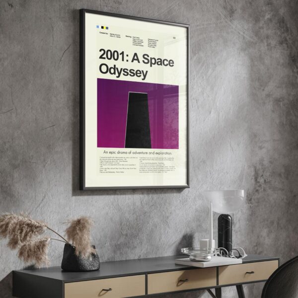Vintage mid-century modern 2001: A Space Odyssey movie poster artwork