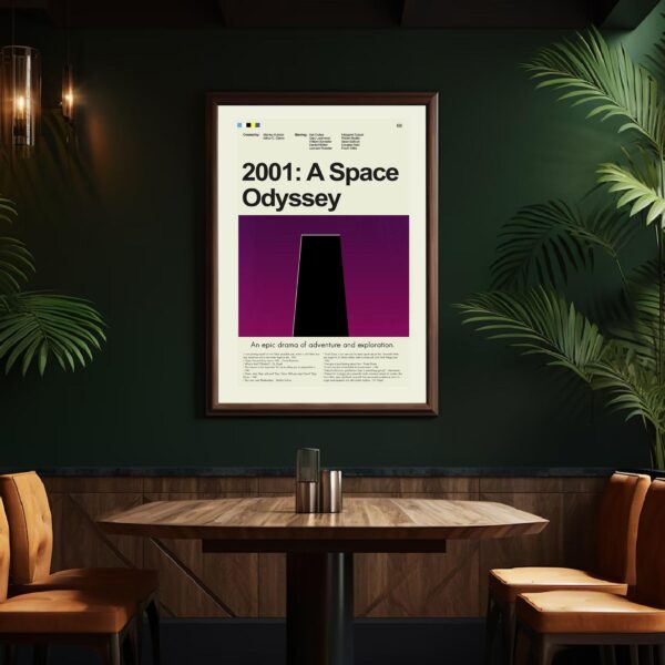 Vintage mid-century modern 2001: A Space Odyssey movie poster artwork