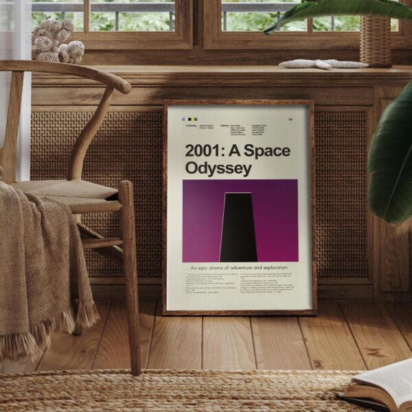Vintage mid-century modern 2001: A Space Odyssey movie poster artwork