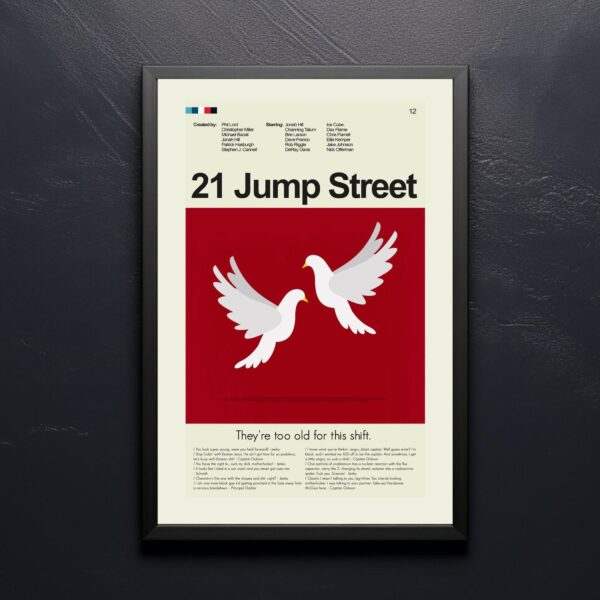 Mid-century modern style 21 Jump Street movie poster art print
