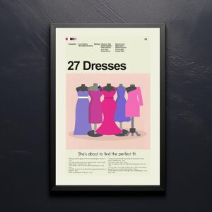 Mid-century modern graphic design poster for 27 Dresses movie