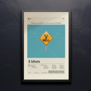 3 Idiots movie poster with mid-century modern graphic design style