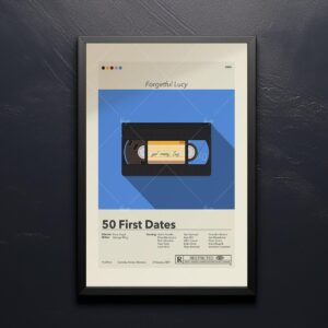 Mid-century modern style 50 First Dates movie poster artwork