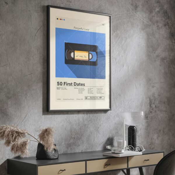 Mid-century modern style 50 First Dates movie poster artwork