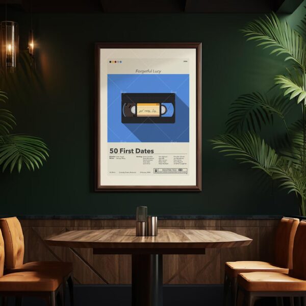 Mid-century modern style 50 First Dates movie poster artwork