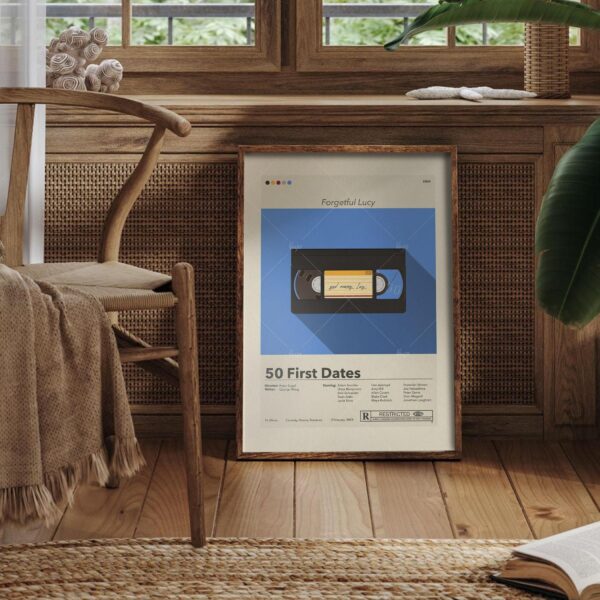 Mid-century modern style 50 First Dates movie poster artwork