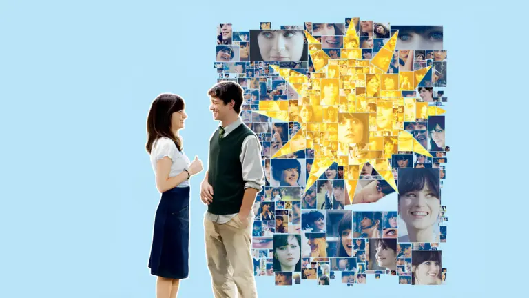 Mid-Century style movie poster of 500 Days of Summer featuring Tom and Summer