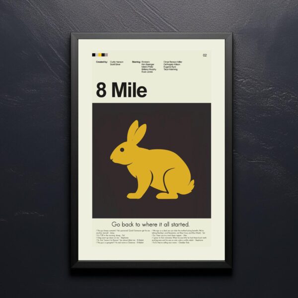 8 Mile movie poster styled as mid century modern advertising art
