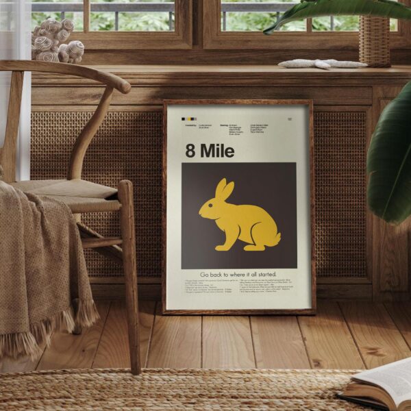 8 Mile movie poster styled as mid century modern advertising art