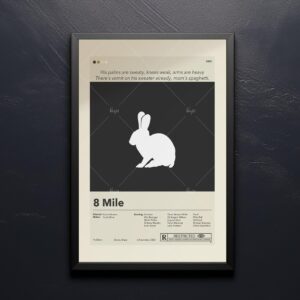 Mid-century modern style 8 Mile movie poster with vintage design elements