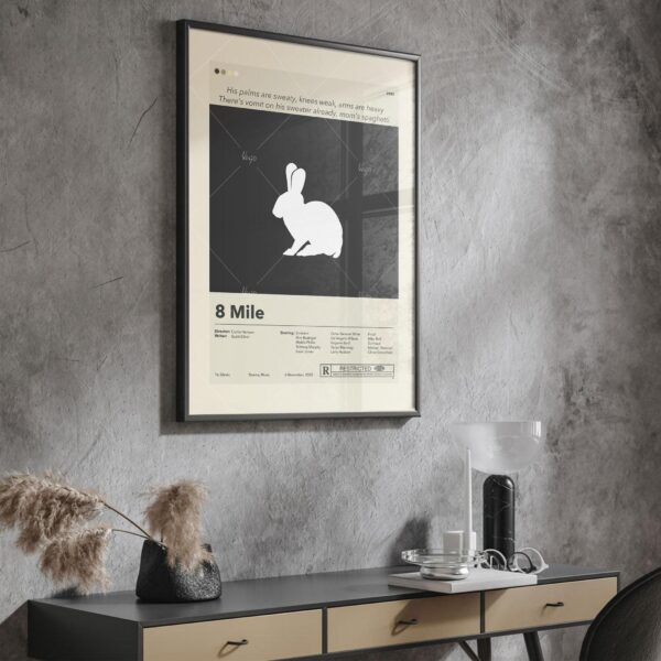 Mid-century modern style 8 Mile movie poster with vintage design elements