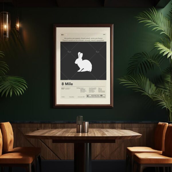 Mid-century modern style 8 Mile movie poster with vintage design elements