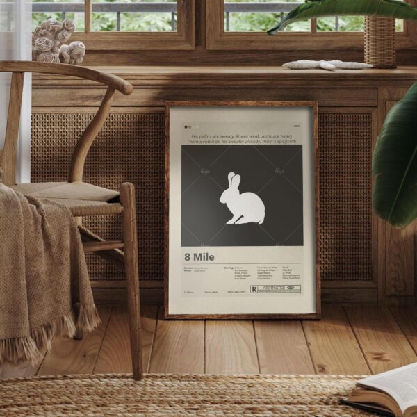 Mid-century modern style 8 Mile movie poster with vintage design elements