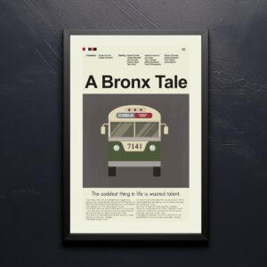 A Bronx Tale movie poster in mid-century modern style with furniture elements