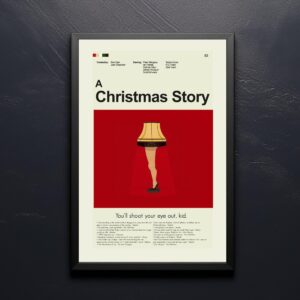 A Christmas Story movie poster with mid-century modern furniture design