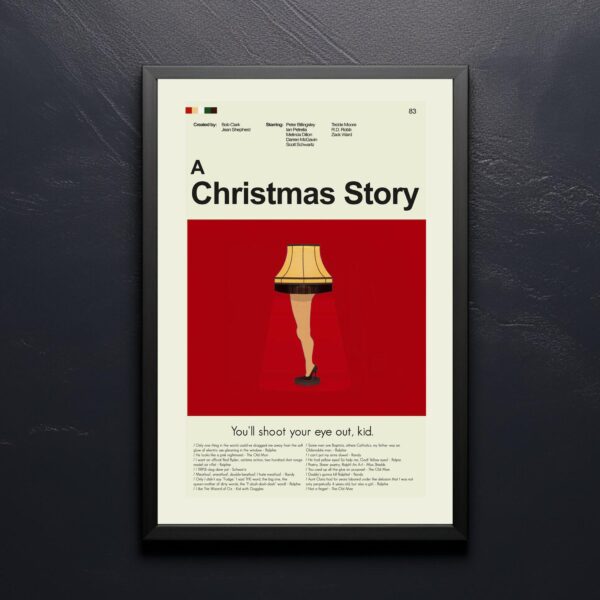 A Christmas Story movie poster with mid-century modern furniture design