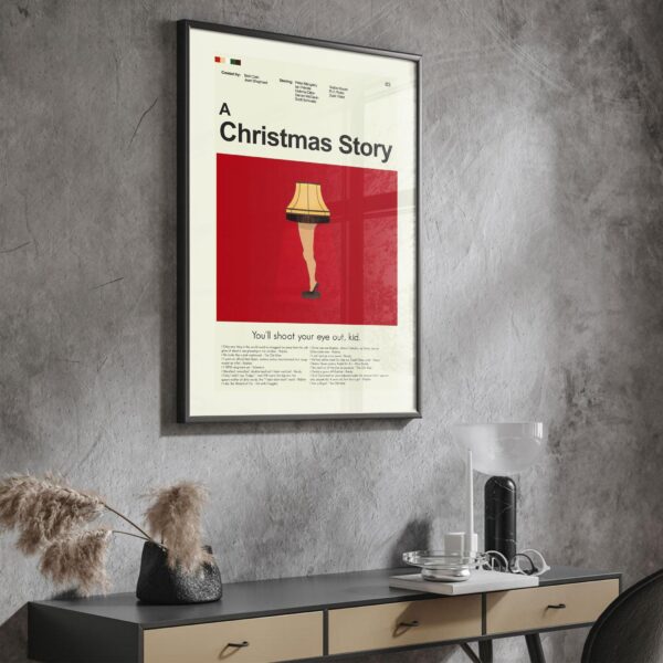 A Christmas Story movie poster with mid-century modern furniture design