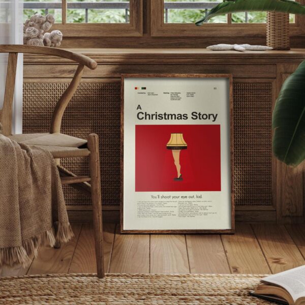 A Christmas Story movie poster with mid-century modern furniture design