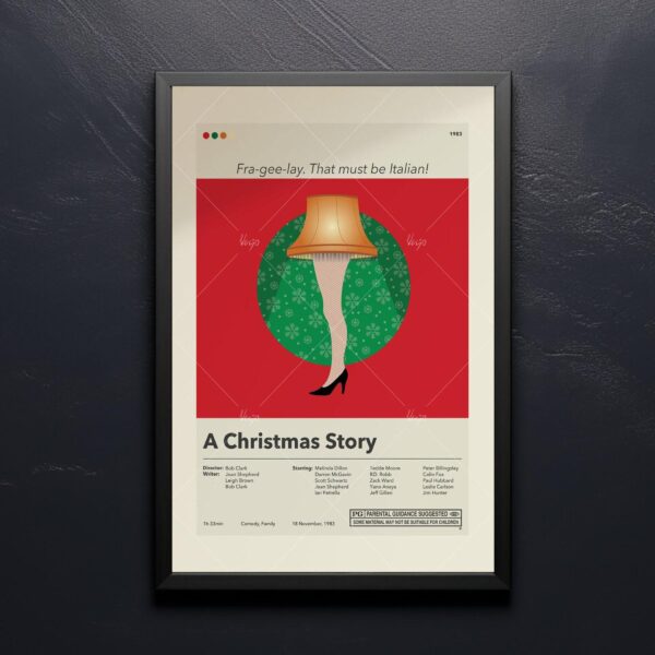 Mid-century modern style poster of A Christmas Story movie