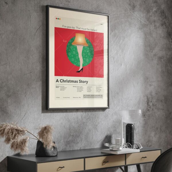 Mid-century modern style poster of A Christmas Story movie