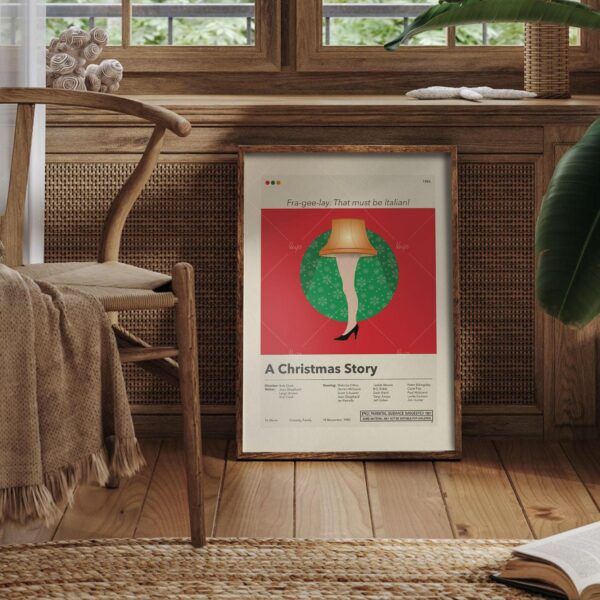Mid-century modern style poster of A Christmas Story movie
