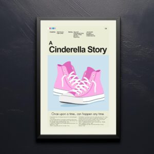 Mid-century modern style poster of A Cinderella Story movie artwork