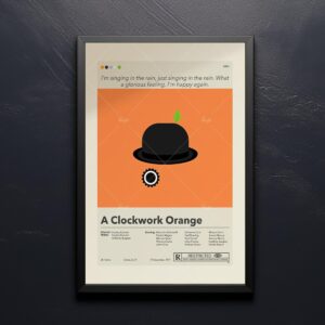 Large mid-century modern poster of A Clockwork Orange movie artwork