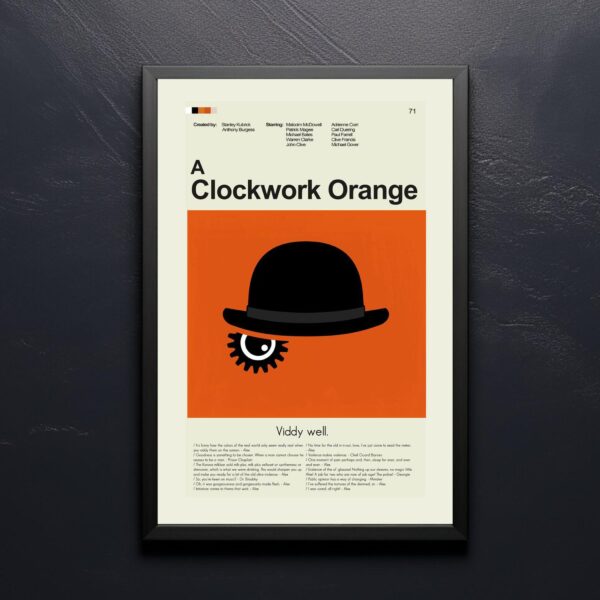 Mid-century modern style A Clockwork Orange movie poster design