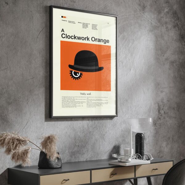 Mid-century modern style A Clockwork Orange movie poster design
