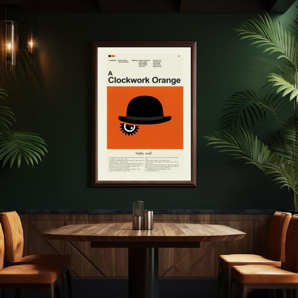 Mid-century modern style A Clockwork Orange movie poster design