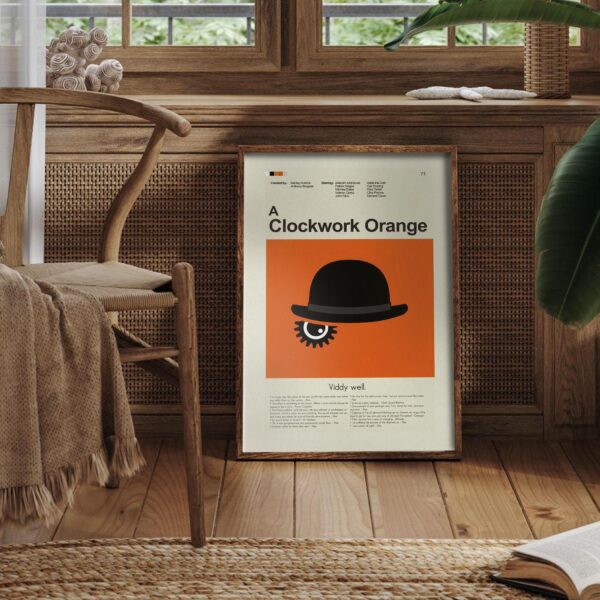 Mid-century modern style A Clockwork Orange movie poster design