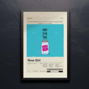 Mid-century modern movie poster of A New Girl in Paris with vintage design