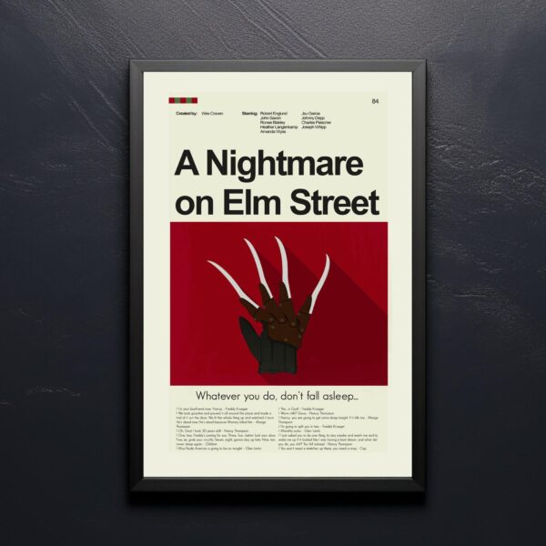 Vintage mid-century modern A Nightmare on Elm Street movie poster