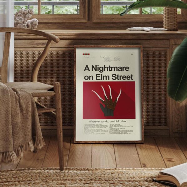 Vintage mid-century modern A Nightmare on Elm Street movie poster