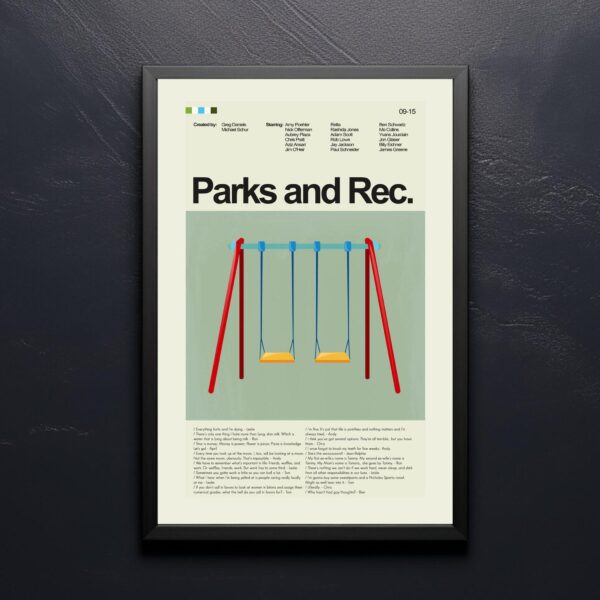Mid-century modern Parks and Recreation special movie limited edition poster
