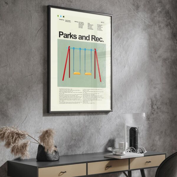 Mid-century modern Parks and Recreation special movie limited edition poster
