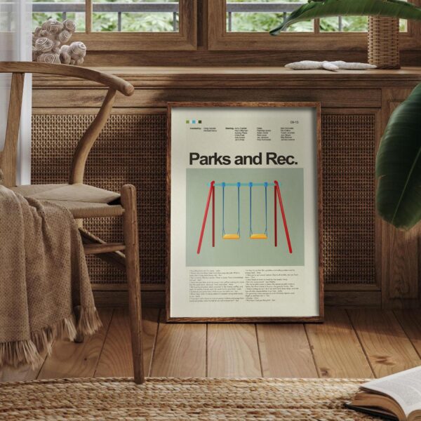 Mid-century modern Parks and Recreation special movie limited edition poster