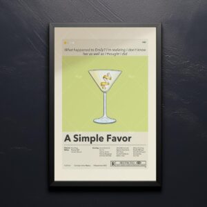 Mid-century modern A Simple Favor movie poster, 20th century limited edition