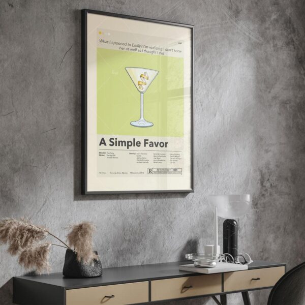 Mid-century modern A Simple Favor movie poster, 20th century limited edition