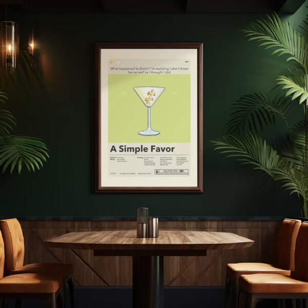 Mid-century modern A Simple Favor movie poster, 20th century limited edition